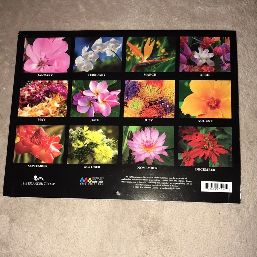 2023 calendar Flowers 💐 of Hawaii New